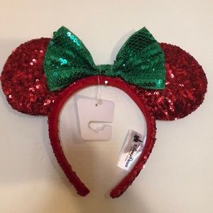 Official Disney Parks NWT Red Sparkly xmas Ears